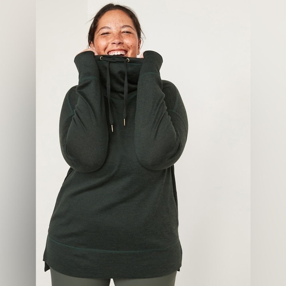 Cowl-Neck Mélange Tunic Sweater